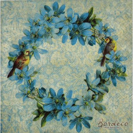 Serwetka do decoupage PAPER DESIGN turkusowy wianek 33x33